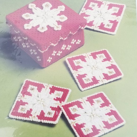 Vtg. Plastic Canvas Christmas Coasters & Caddy-New - Picture 7 of 7